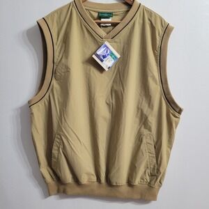 Outer Banks Vintage Men's L Khaki V Neck Golf Windbreaker Vest NWT Retro  Sailin